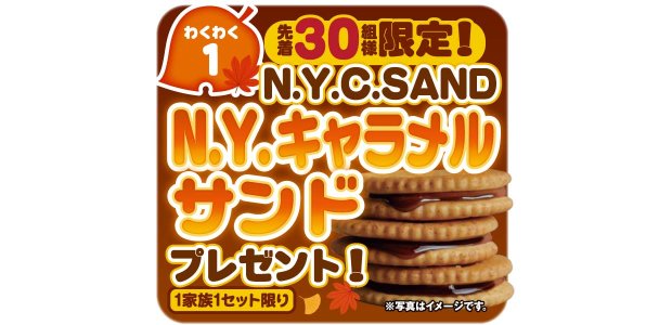 先着30組様限定!N.Y.C.SAND N.Y.キャラメルサンドプレゼント