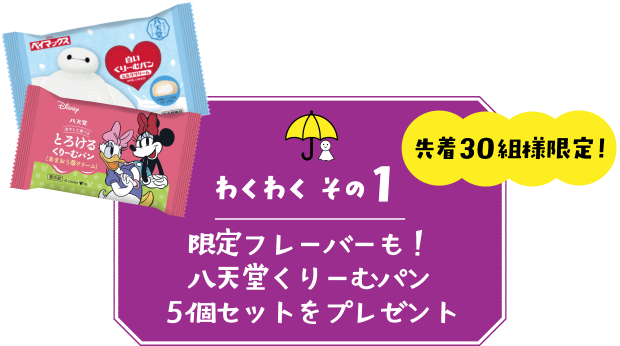 【わくわく その１】先着30組様・限定フレーバーも！八天堂くりーむパン５個セットをプレゼント