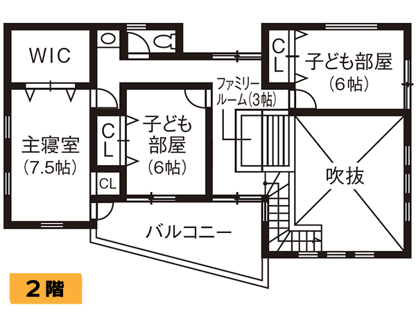 成田市の完全共有二世帯住宅間取り図2階