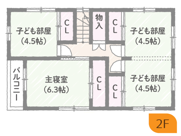 28坪の家の間取り図（2階）
